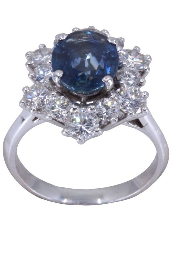 BAGUE POMPADOUR SAPHIR ET DIAMANTS — vue 1