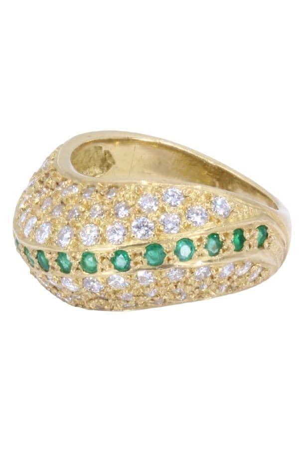 BAGUE JONC ÉMERAUDES ET DIAMANTS — vue 3