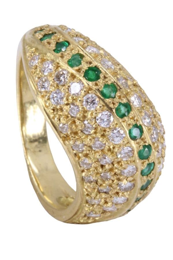 BAGUE JONC ÉMERAUDES ET DIAMANTS — vue 4