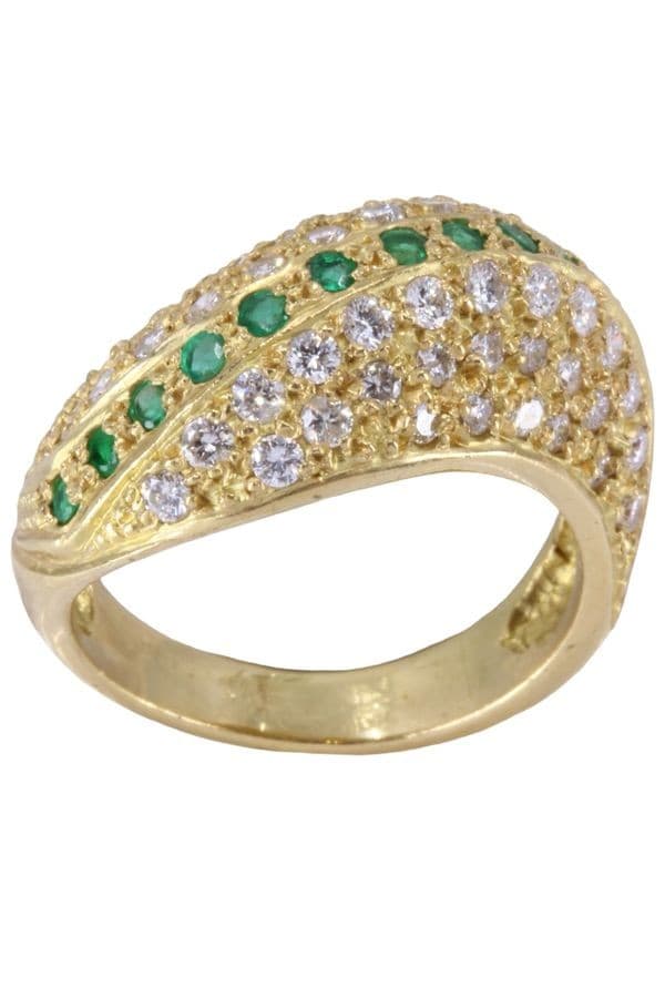BAGUE JONC ÉMERAUDES ET DIAMANTS