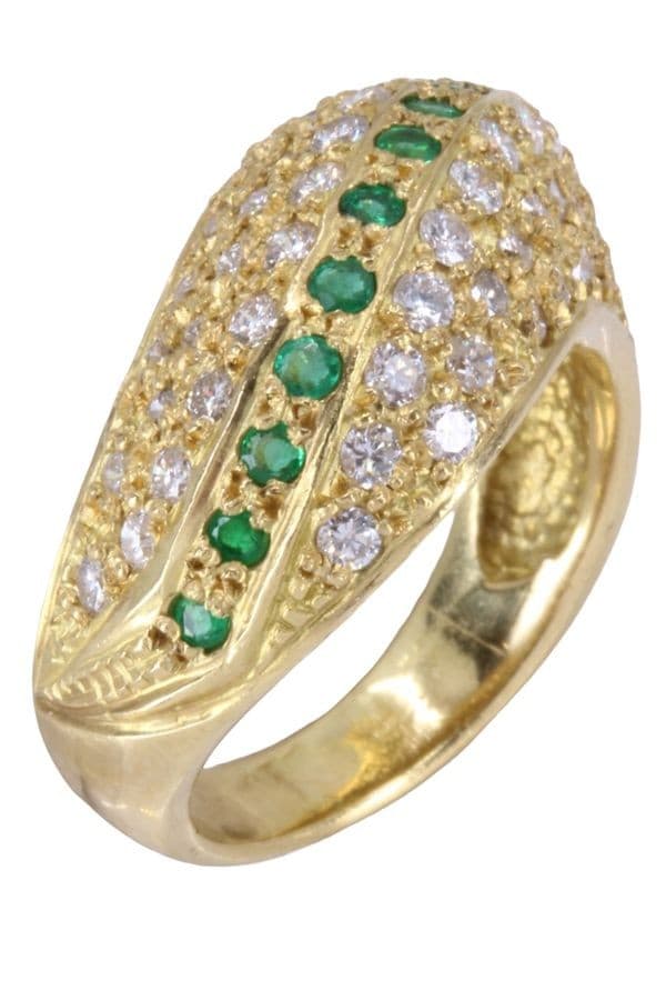 BAGUE JONC ÉMERAUDES ET DIAMANTS — vue 6
