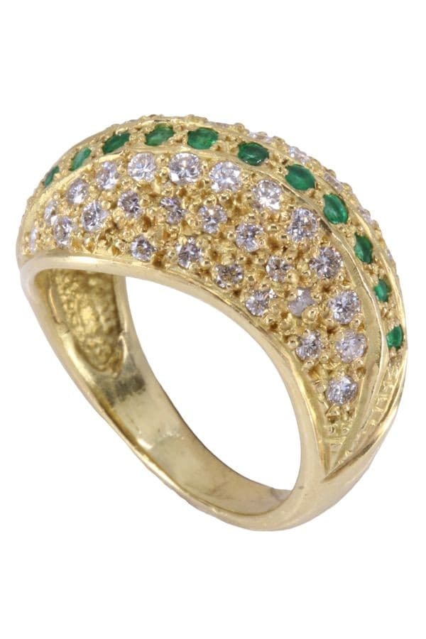 BAGUE JONC ÉMERAUDES ET DIAMANTS — vue 5