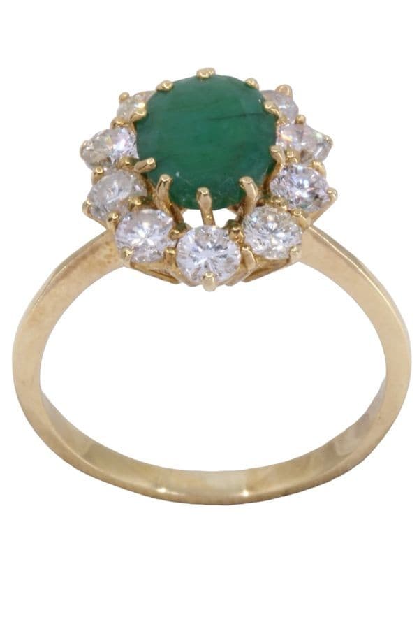 BAGUE POMPADOUR ÉMERAUDE ET DIAMANTS — vue 1