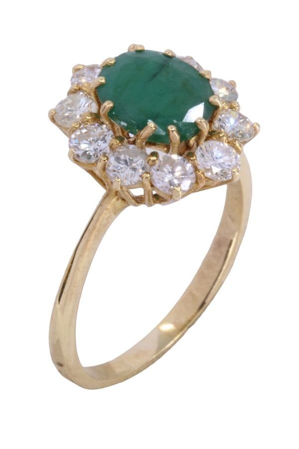 BAGUE POMPADOUR ÉMERAUDE ET DIAMANTS — vue 4