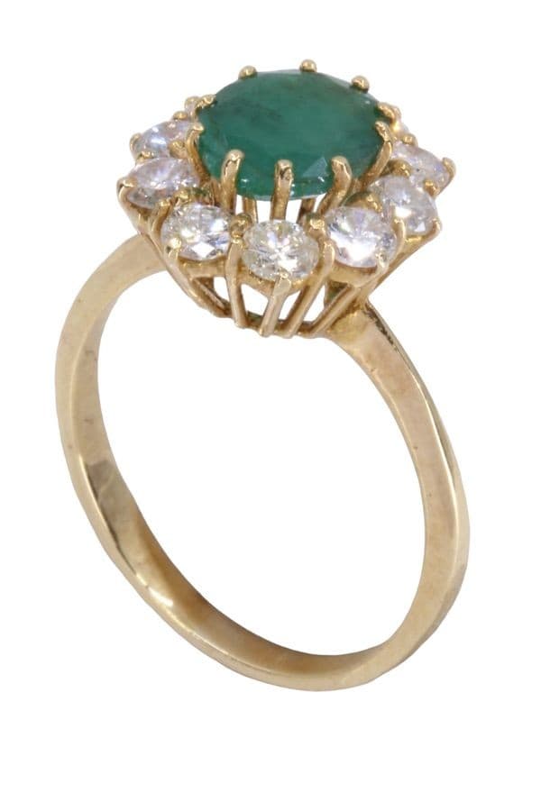 BAGUE POMPADOUR ÉMERAUDE ET DIAMANTS — vue 6