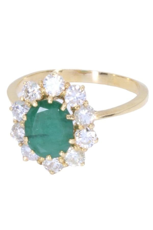 BAGUE POMPADOUR ÉMERAUDE ET DIAMANTS — vue 3