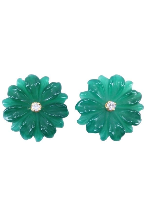 BOUCLES D'OREILLES FLEURS ÉMERAUDE ET DIAMANTS — vue 1
