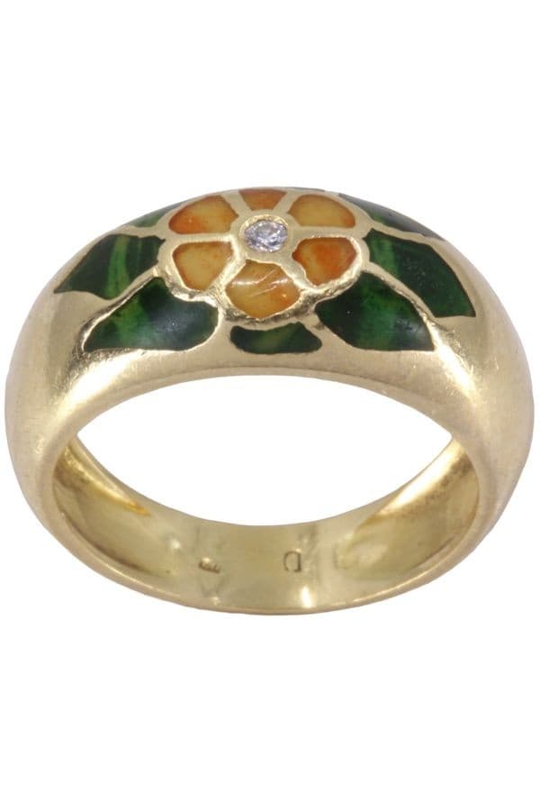 BAGUE FLEUR ÉMAIL ET DIAMANT — vue 1