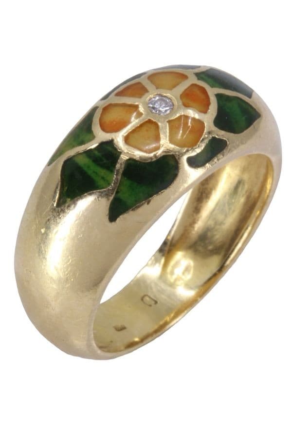 BAGUE FLEUR ÉMAIL ET DIAMANT — vue 4
