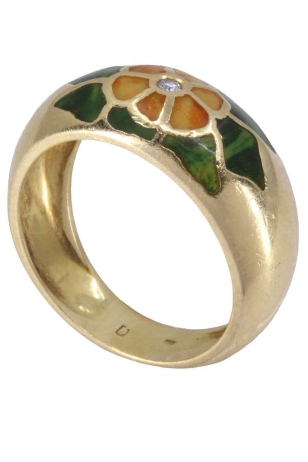BAGUE FLEUR ÉMAIL ET DIAMANT — vue 6