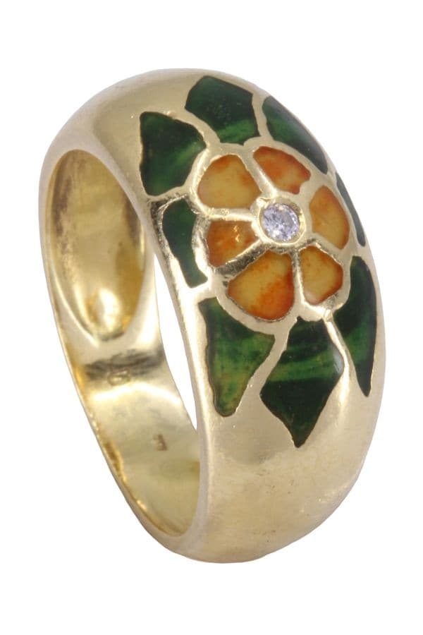 BAGUE FLEUR ÉMAIL ET DIAMANT — vue 5