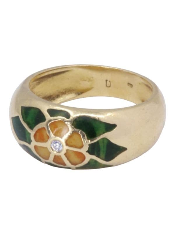 BAGUE FLEUR ÉMAIL ET DIAMANT — vue 3
