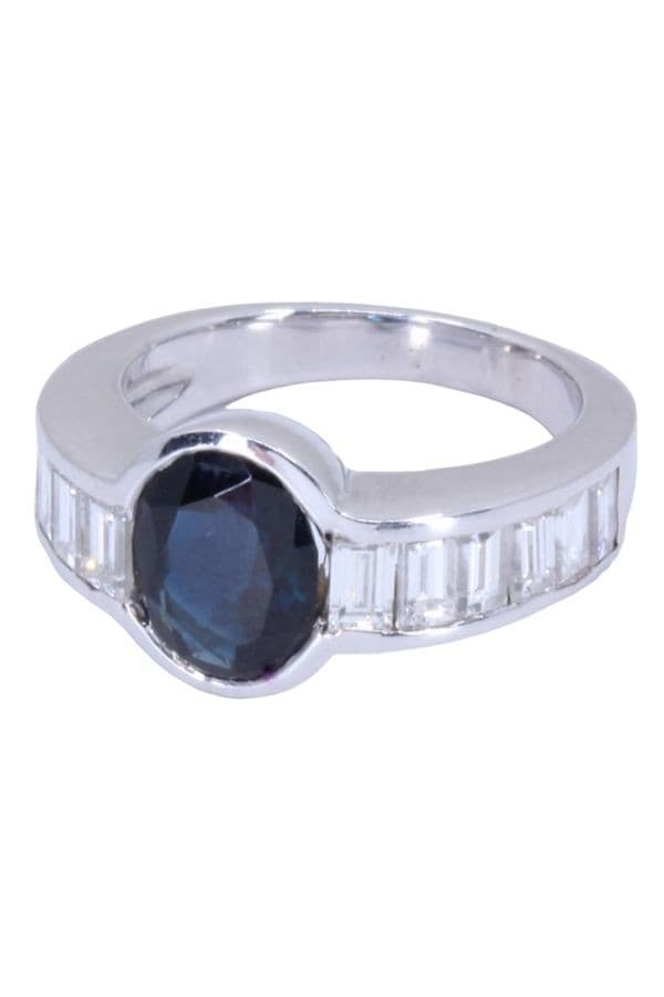 BAGUE MODERNE SAPHIR ET DIAMANTS BAGUETTES — vue 6