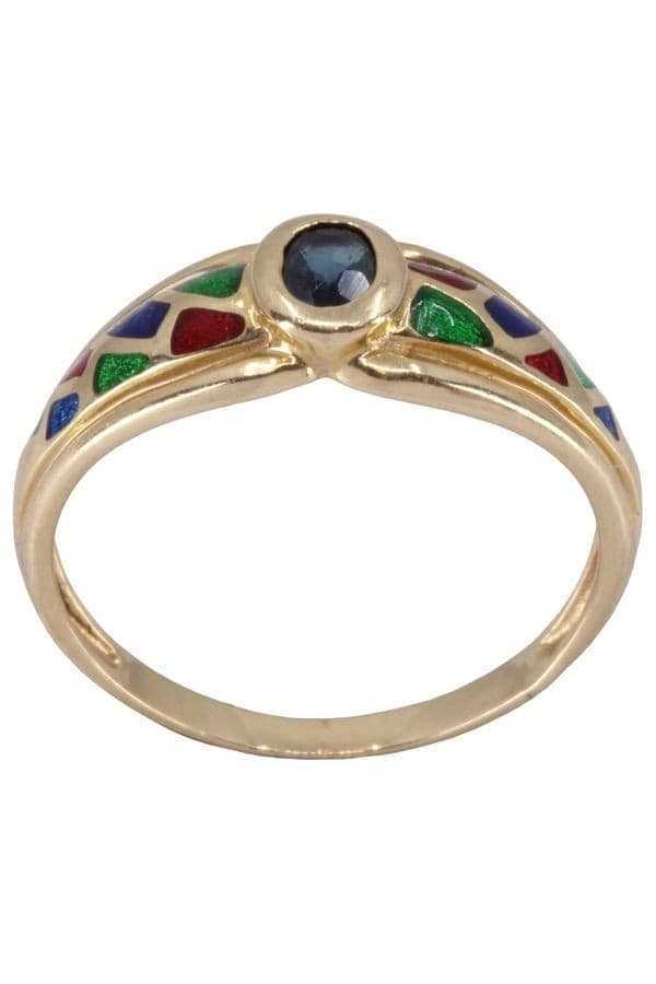 BAGUE MODERNE SAPHIR ET ÉMAIL — vue 1