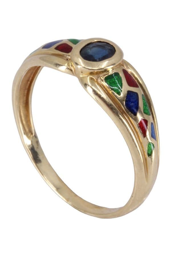 BAGUE MODERNE SAPHIR ET ÉMAIL — vue 4