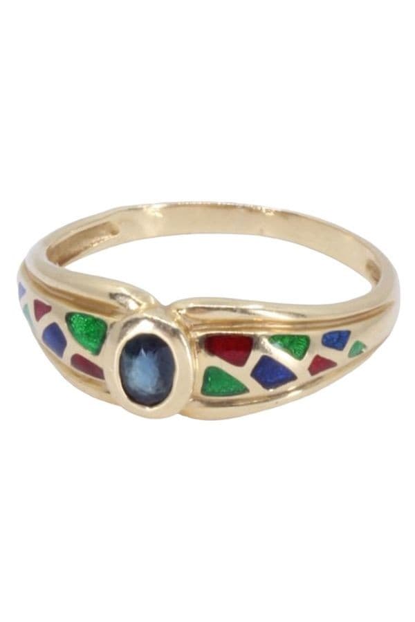 BAGUE MODERNE SAPHIR ET ÉMAIL — vue 6
