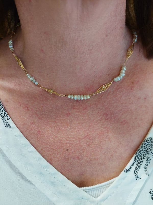 COLLIER ANCIEN PERLES ET DIAMANTS — vue 2