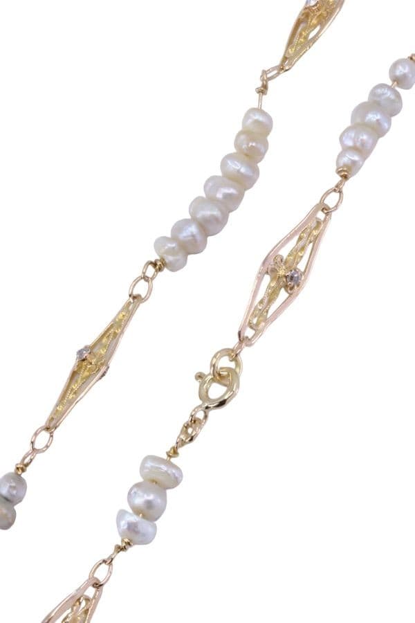 COLLIER ANCIEN PERLES ET DIAMANTS — vue 3