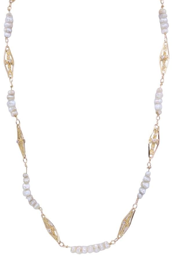 COLLIER ANCIEN PERLES ET DIAMANTS — vue 1
