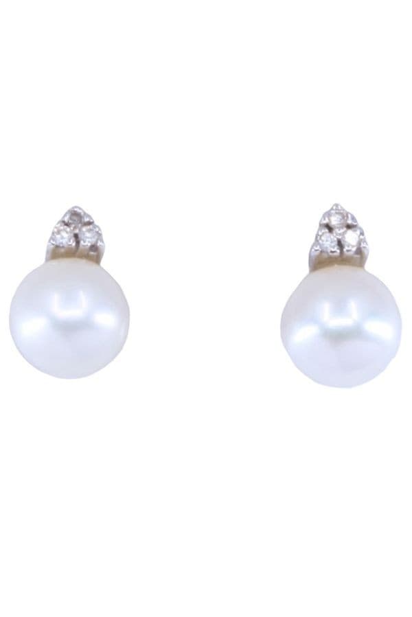 BOUCLES D'OREILLES PERLES ET DIAMANTS — vue 1