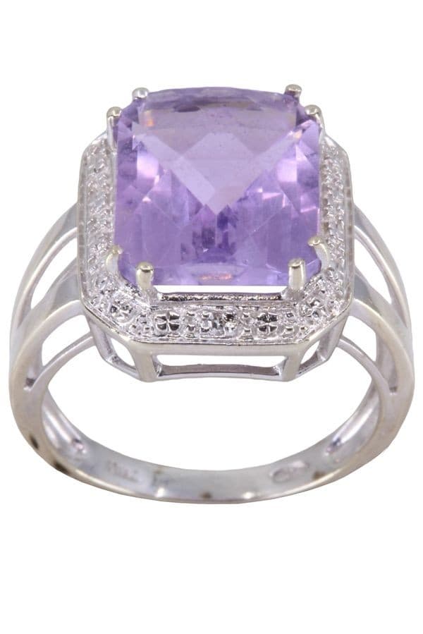 BAGUE AMÉTHYSTE ET DIAMANTS — vue 1