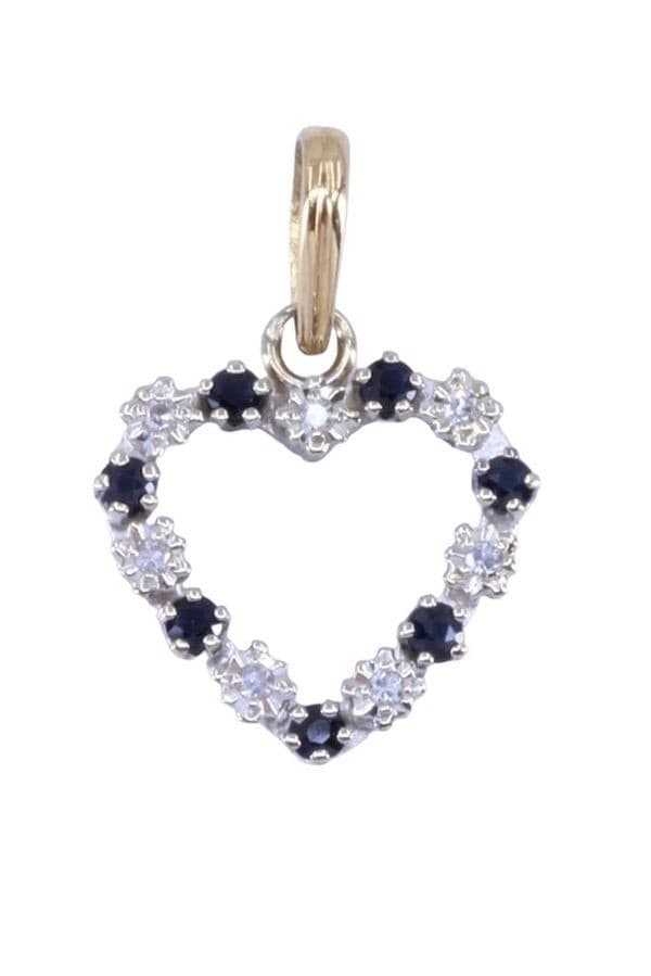PENDENTIF CŒUR SAPHIRS ET DIAMANTS — vue 1