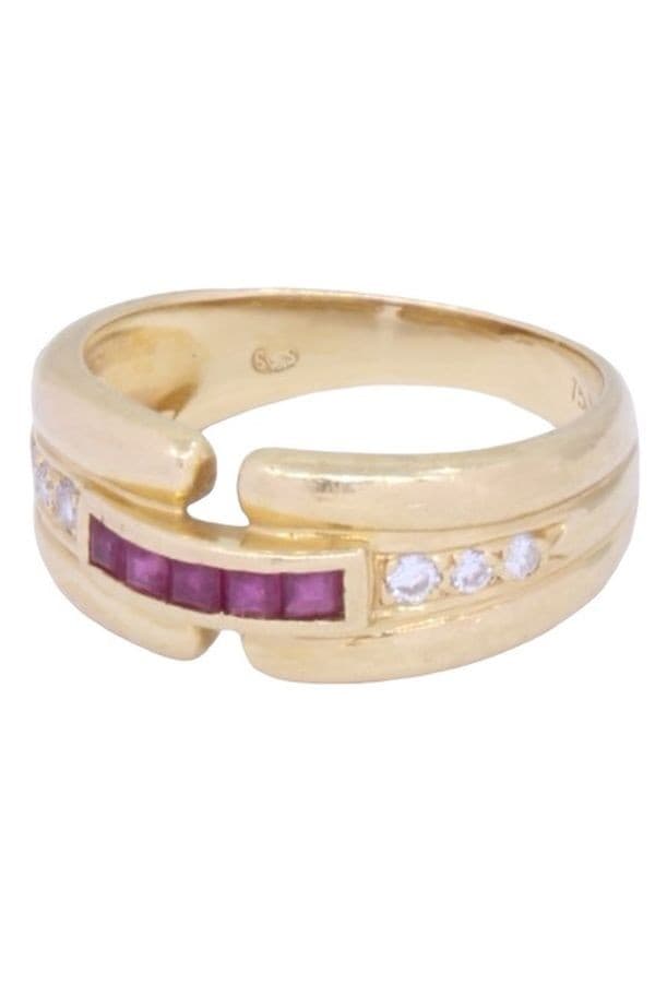 BAGUE RUBIS ET DIAMANTS — vue 3