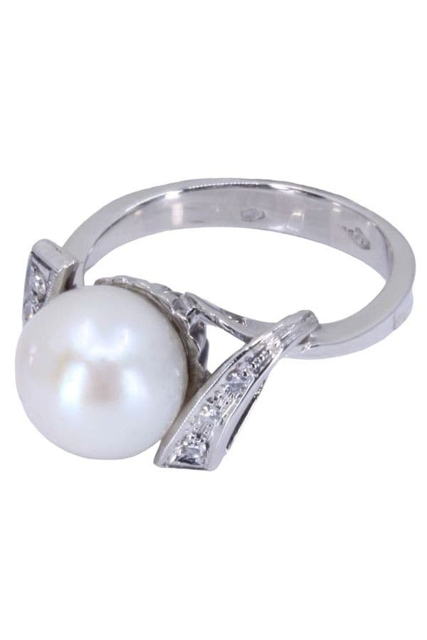 BAGUE PERLE ET DIAMANTS — vue 4
