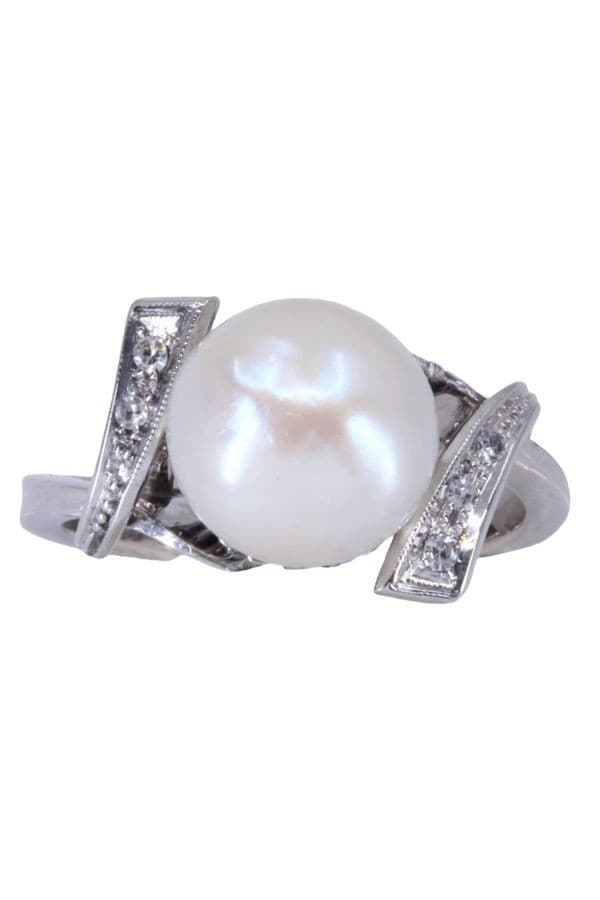 BAGUE PERLE ET DIAMANTS — vue 3