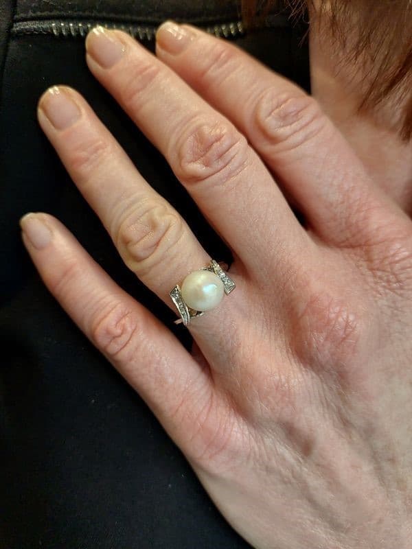 BAGUE PERLE ET DIAMANTS — vue 2