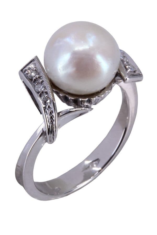 BAGUE PERLE ET DIAMANTS — vue 5