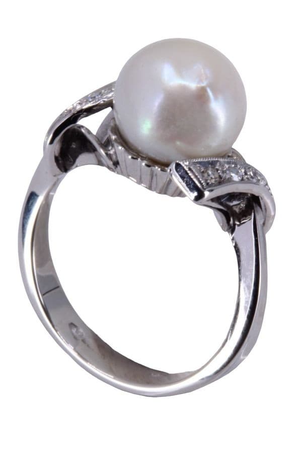 BAGUE PERLE ET DIAMANTS — vue 6