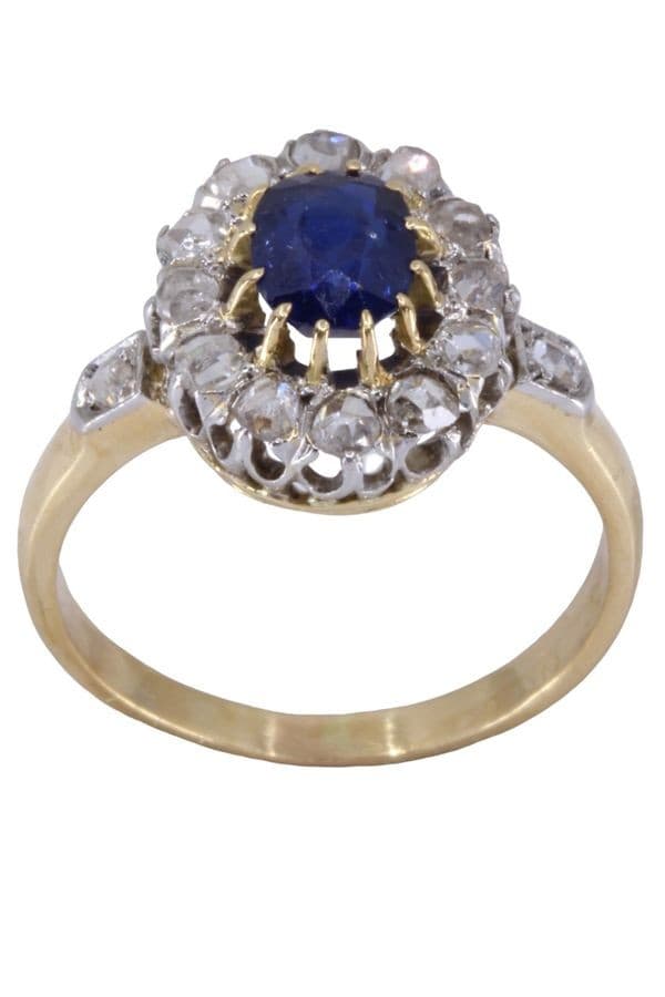 BAGUE POMPADOUR SAPHIR ET DIAMANTS — vue 1
