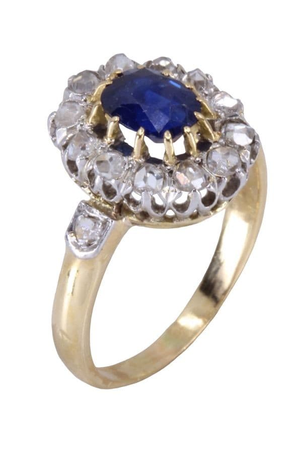 BAGUE POMPADOUR SAPHIR ET DIAMANTS — vue 5