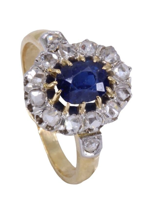 BAGUE POMPADOUR SAPHIR ET DIAMANTS — vue 4