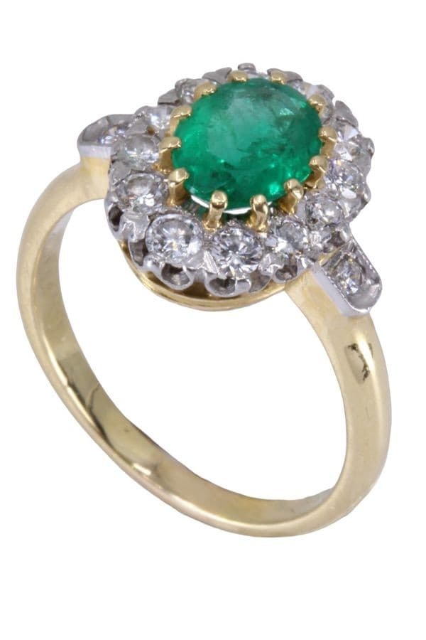 BAGUE POMPADOUR ÉMERAUDE ET DIAMANTS — vue 4