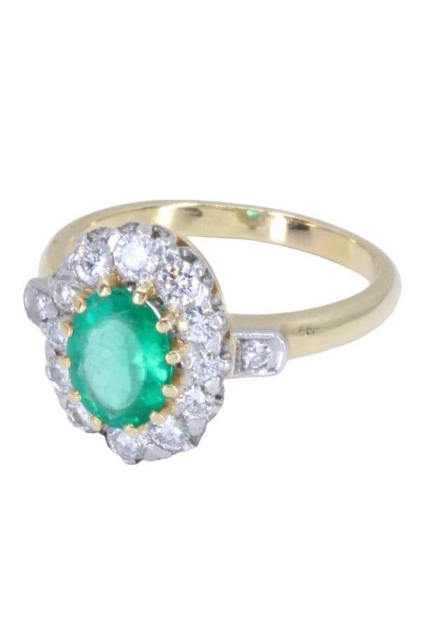 BAGUE POMPADOUR ÉMERAUDE ET DIAMANTS — vue 6