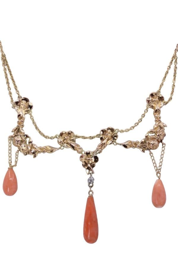 DRAPERIE ANCIENNE CORAIL ET DIAMANT — vue 3
