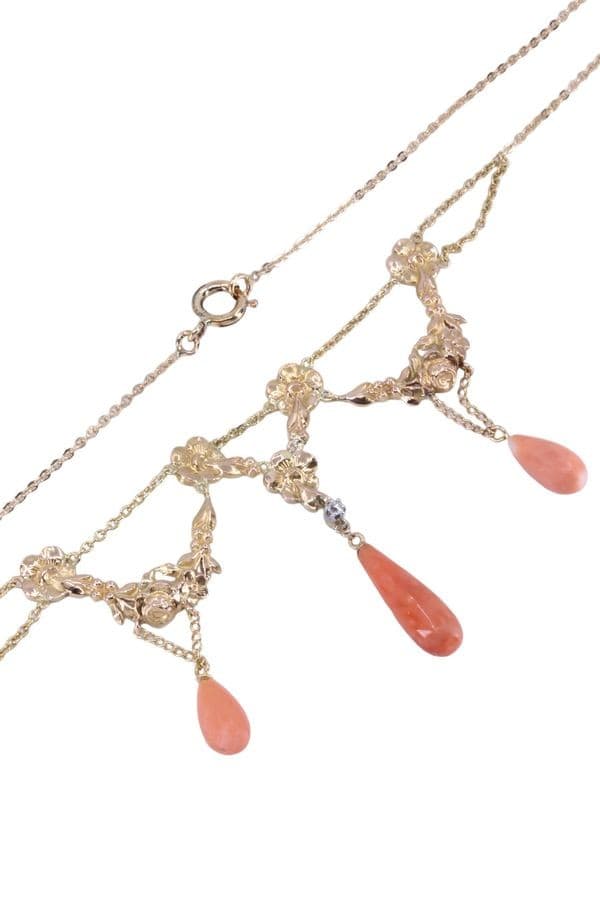 DRAPERIE ANCIENNE CORAIL ET DIAMANT — vue 4