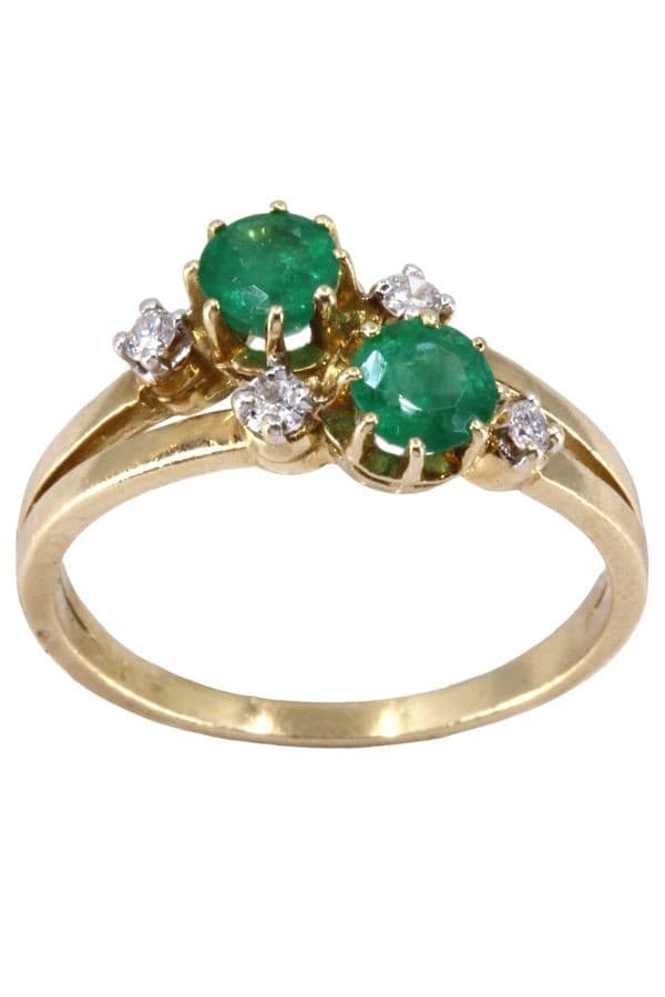 BAGUE TOI ET MOI ÉMERAUDES ET DIAMANTS — vue 1