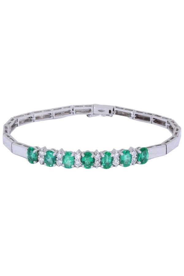 BRACELET ARTICULÉ ÉMERAUDES ET DIAMANTS — vue 1