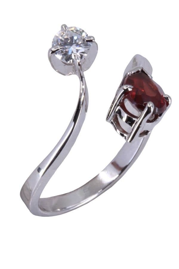 BAGUE TOI ET MOI GRENAT ET DIAMANT — vue 4