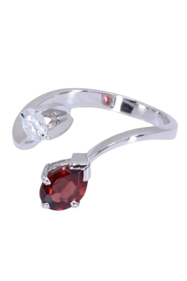 BAGUE TOI ET MOI GRENAT ET DIAMANT — vue 3