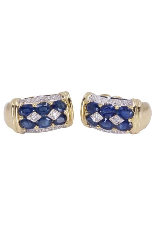 BOUCLES D'OREILLES MODERNES SAPHIRS ET DIAMANTS — vue 3