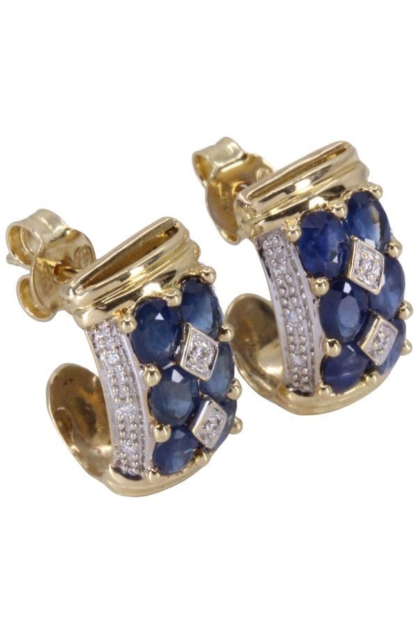 BOUCLES D'OREILLES MODERNES SAPHIRS ET DIAMANTS — vue 1