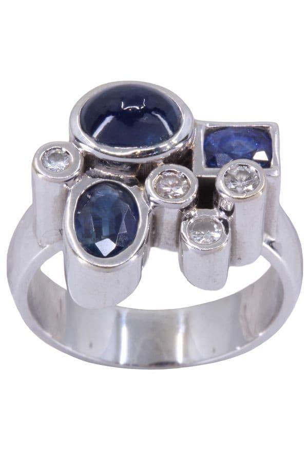 BAGUE SAPHIRS ET DIAMANTS — vue 1