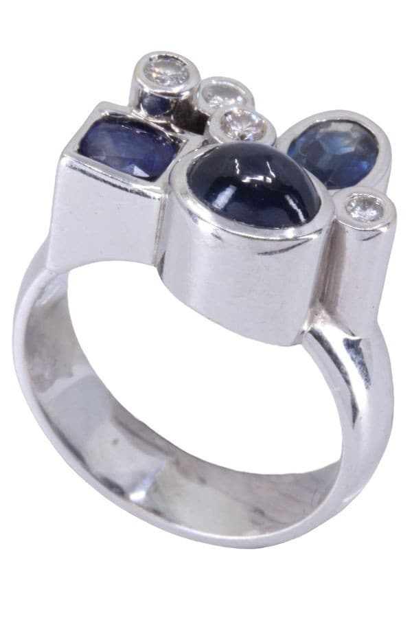 BAGUE SAPHIRS ET DIAMANTS — vue 5
