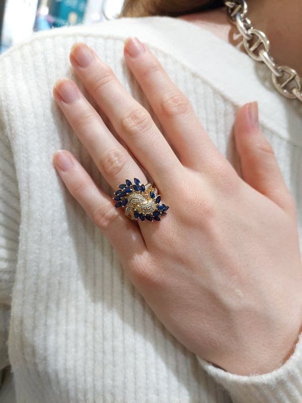 BAGUE SAPHIRS ET DIAMANTS — vue 2