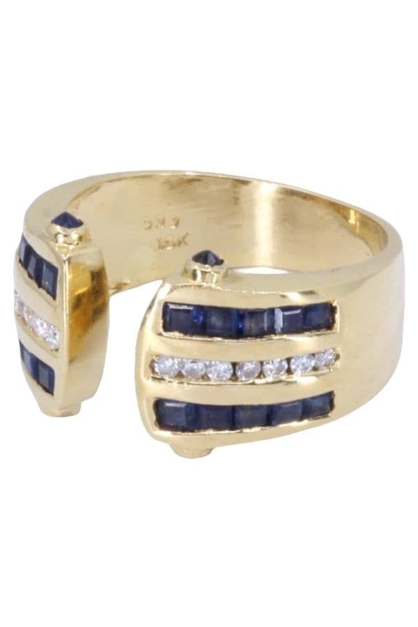 BAGUE MODERNE SAPHIRS ET DIAMANTS — vue 6