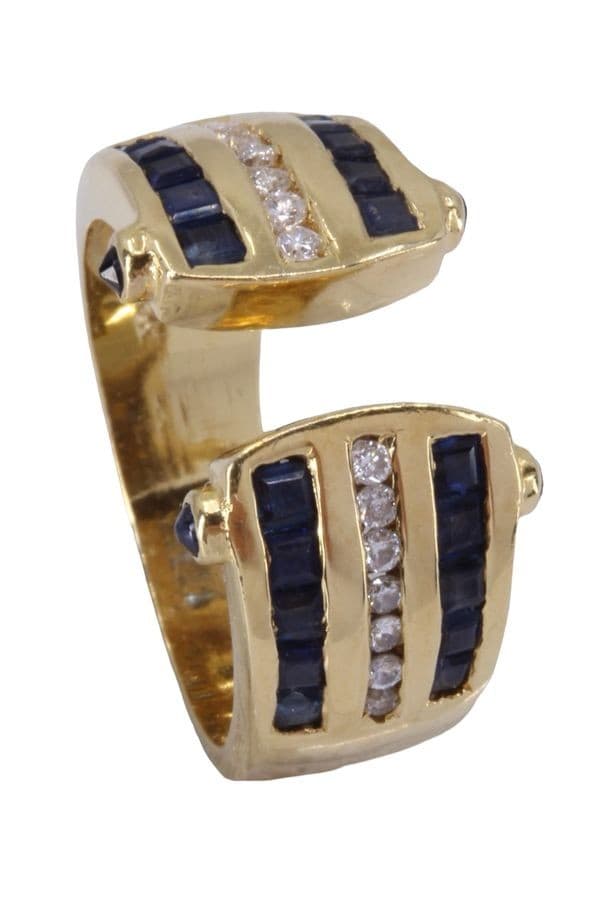 BAGUE MODERNE SAPHIRS ET DIAMANTS — vue 3